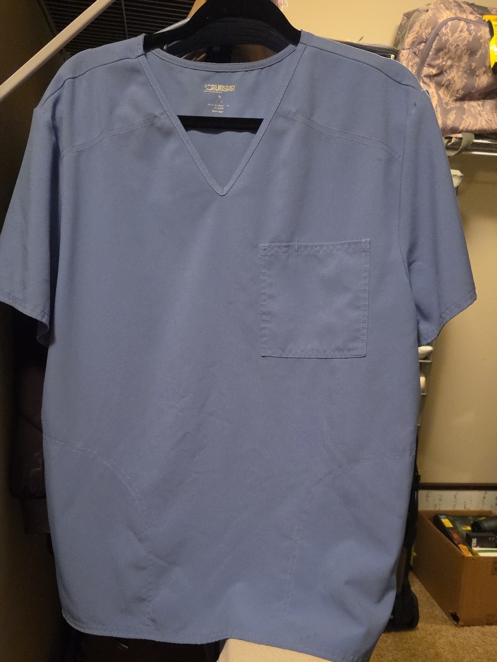 Scrubstar Men's V-Neck Scrub Top in Slate Blue